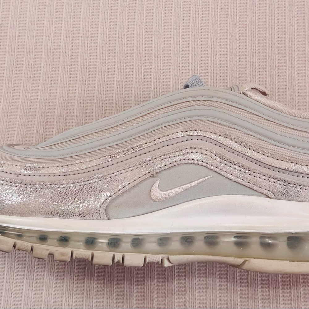 Nike Air Max 97 Beige Sneakers with custom silver laces. Women’s size 10
